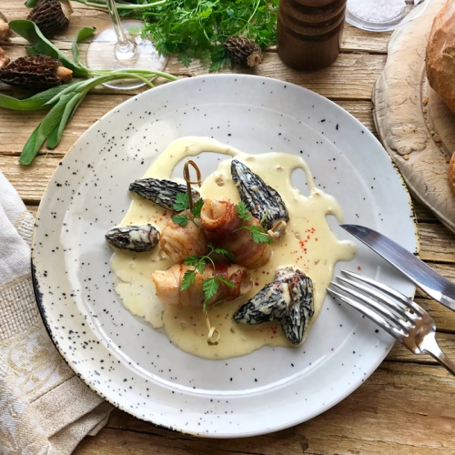 FISCH-INVOLTINI MIT EGLIFILETS LOË AN MORCHELSAUCE